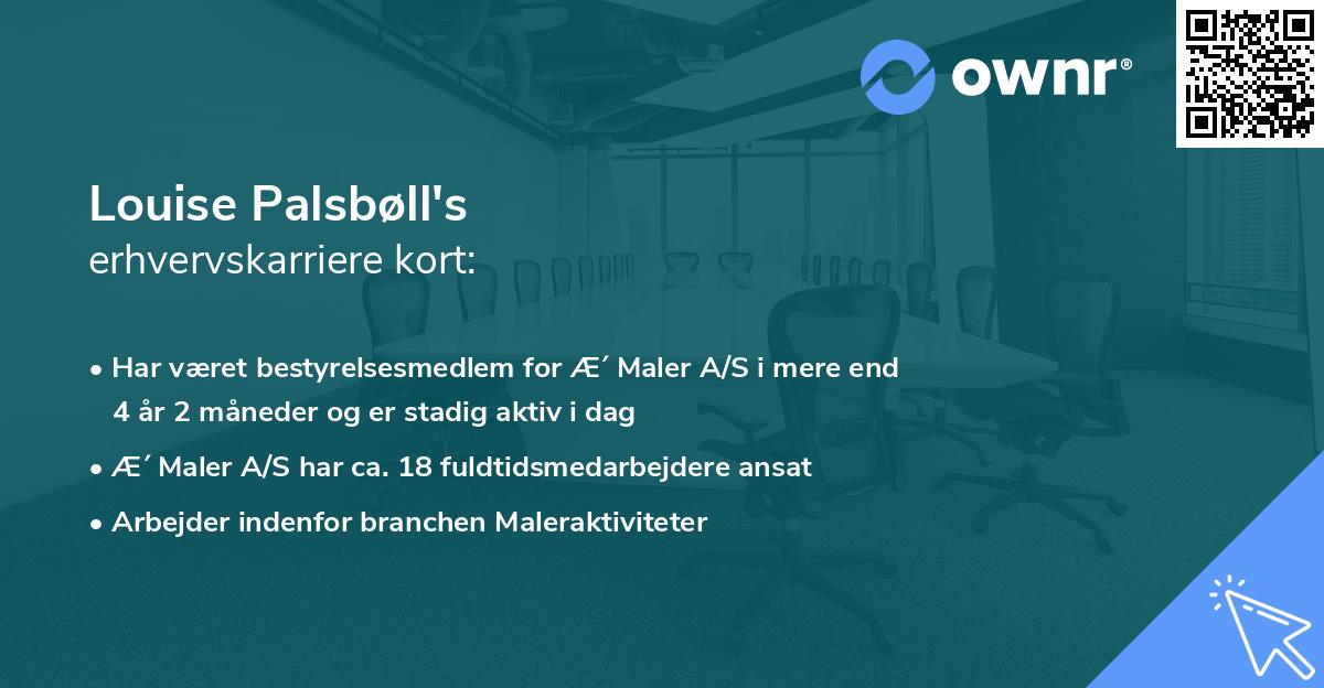 Louise Palsbøll's erhvervskarriere kort