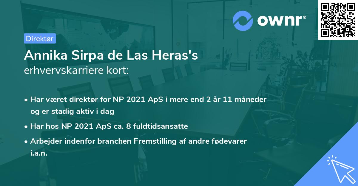 Annika Sirpa de Las Heras's erhvervskarriere kort