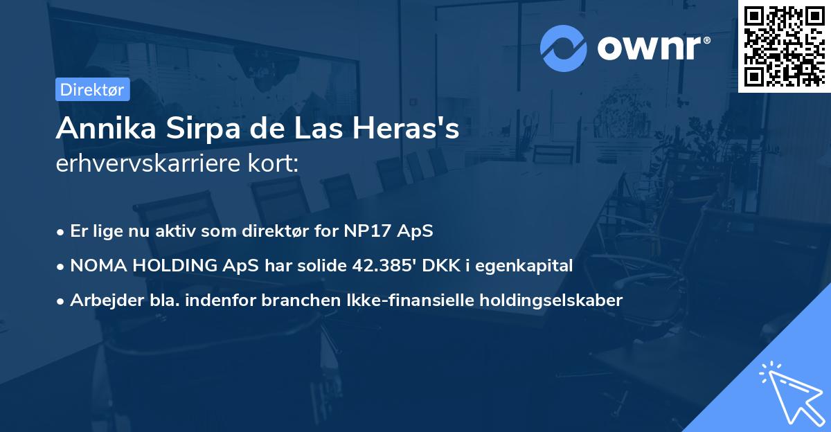 Annika Sirpa de Las Heras's erhvervskarriere kort
