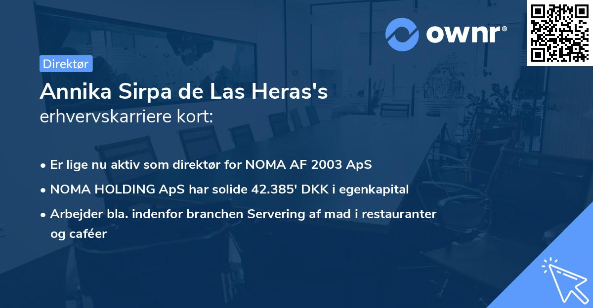 Annika Sirpa de Las Heras's erhvervskarriere kort