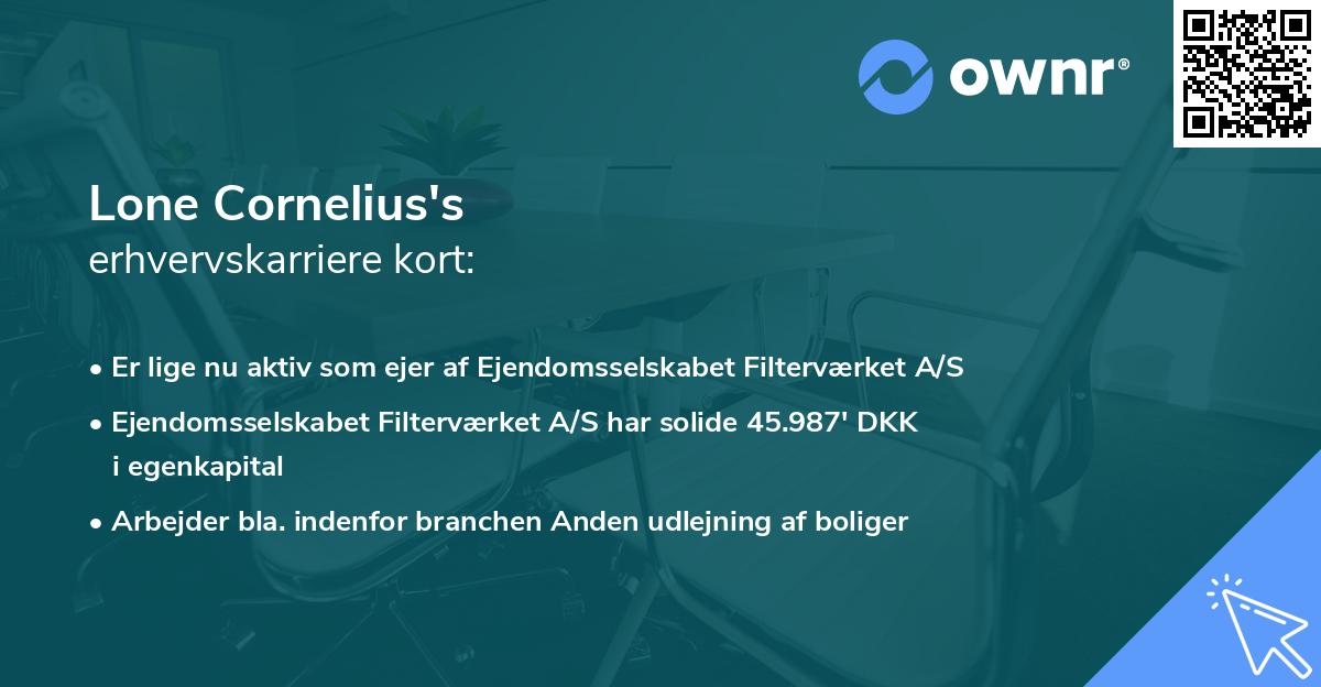 Lone Cornelius's erhvervskarriere kort