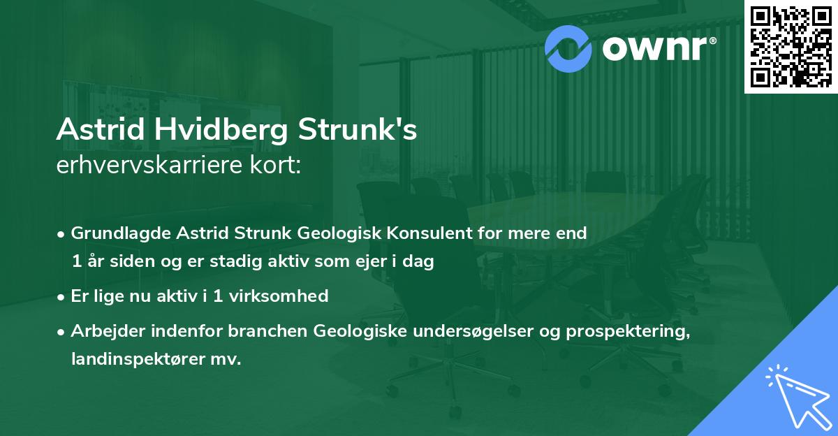 Astrid Hvidberg Strunk's erhvervskarriere kort