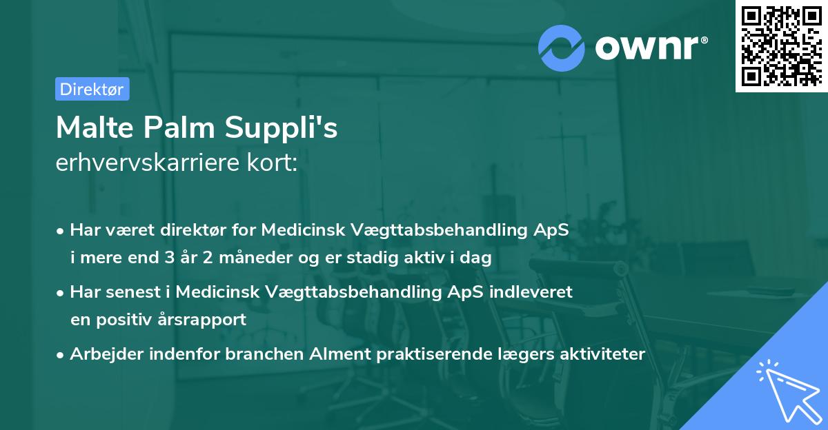 Malte Palm Suppli's erhvervskarriere kort