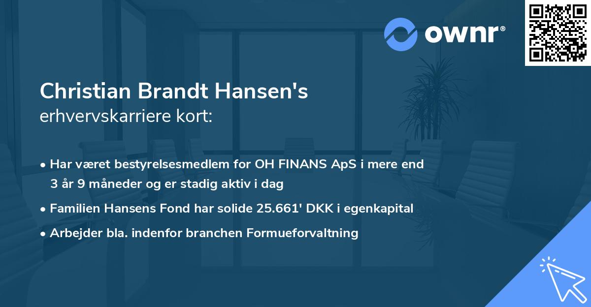 Christian Brandt Hansen's erhvervskarriere kort