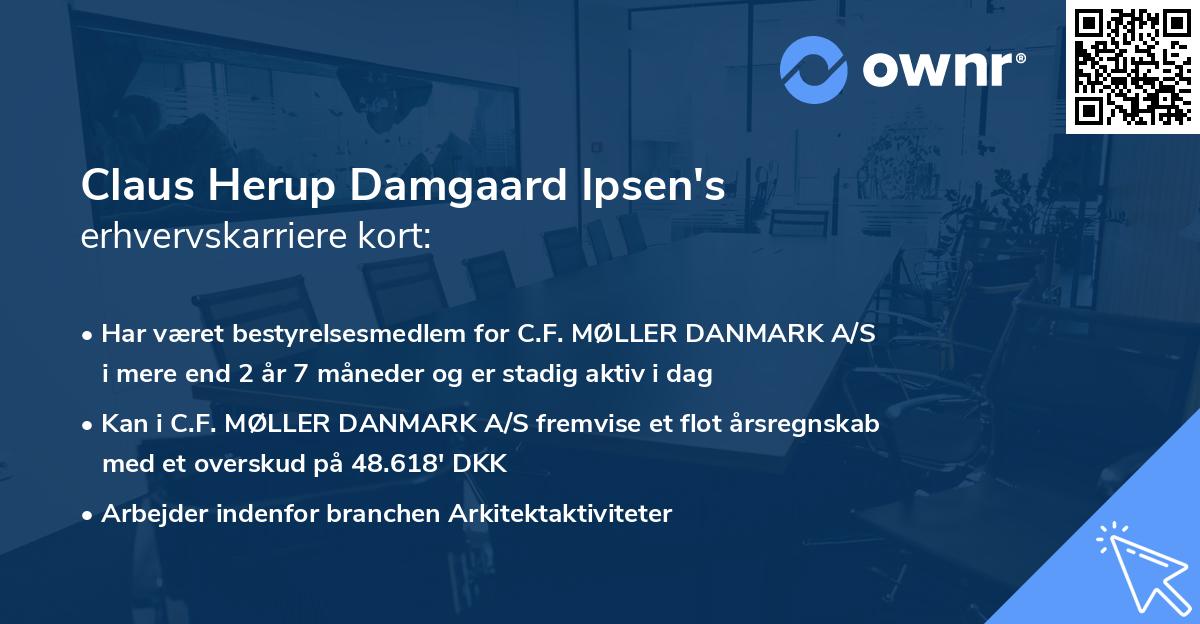 Claus Herup Damgaard Ipsen's erhvervskarriere kort