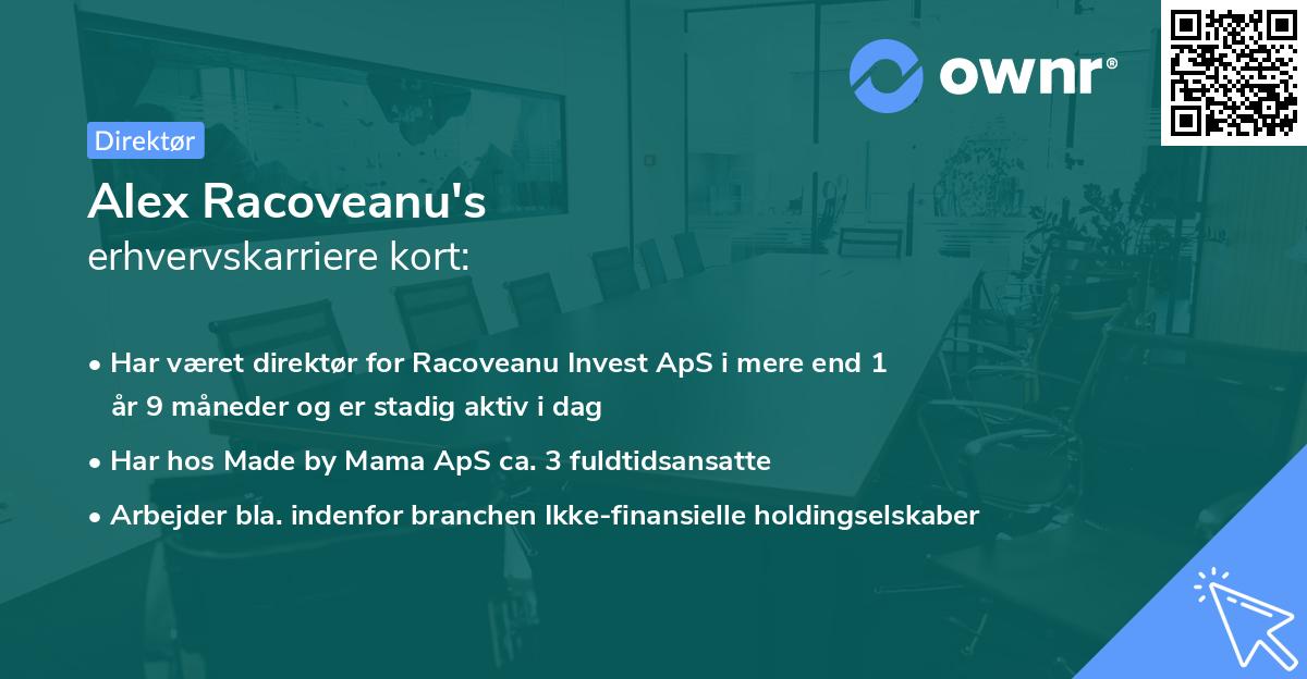 Alex Racoveanu's erhvervskarriere kort