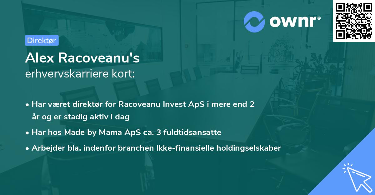 Alex Racoveanu's erhvervskarriere kort