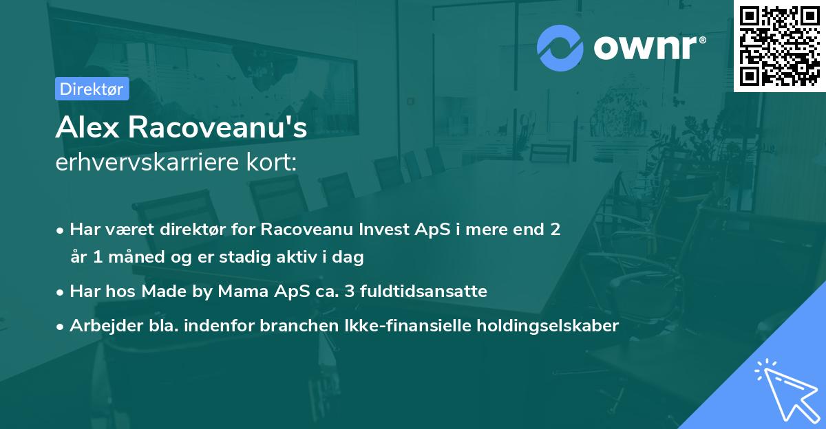Alex Racoveanu's erhvervskarriere kort