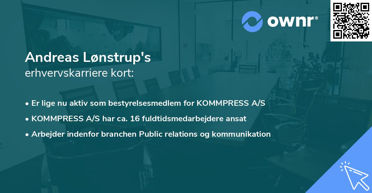 Andreas Lønstrup's erhvervskarriere kort