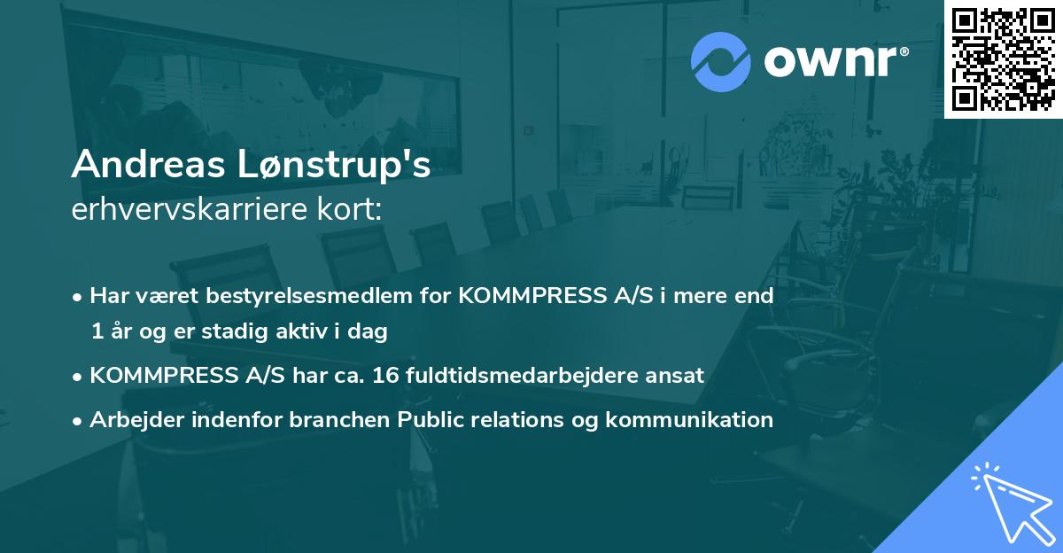Andreas Lønstrup's erhvervskarriere kort