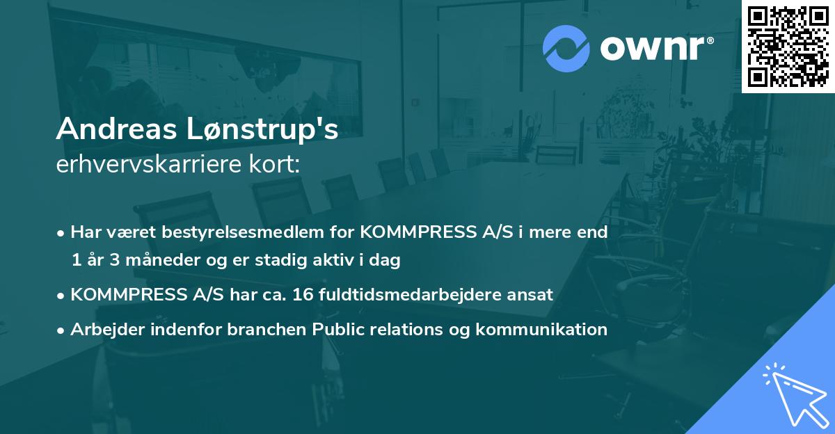Andreas Lønstrup's erhvervskarriere kort