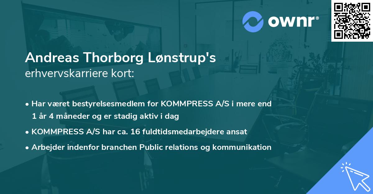 Andreas Thorborg Lønstrup's erhvervskarriere kort