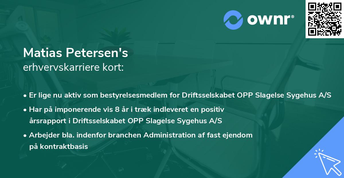Matias Petersen's erhvervskarriere kort