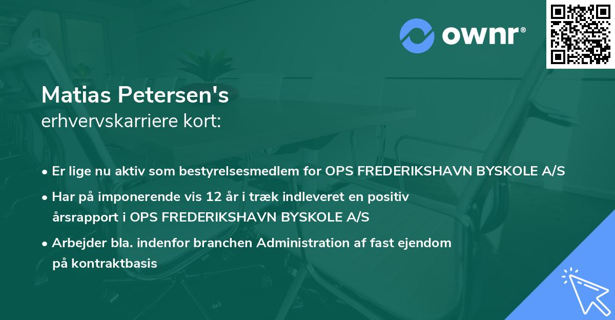 Matias Petersen's erhvervskarriere kort