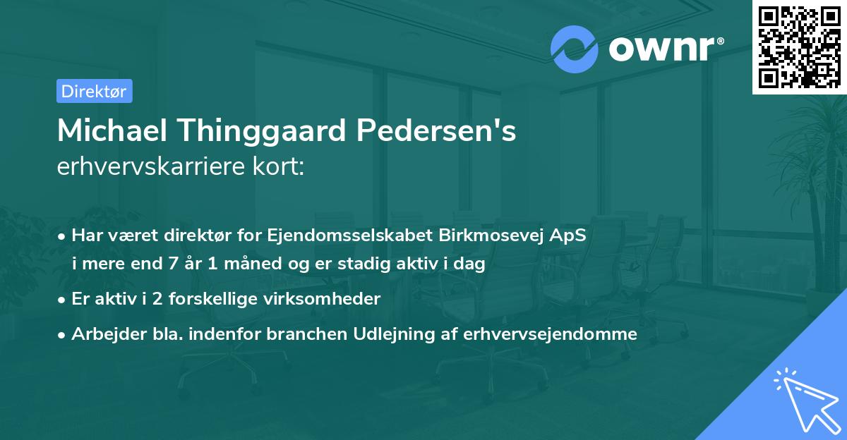 Michael Thinggaard Pedersen's erhvervskarriere kort