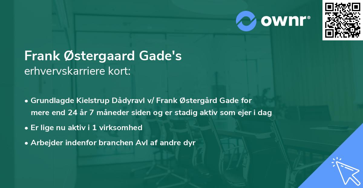 Frank Østergaard Gade's erhvervskarriere kort