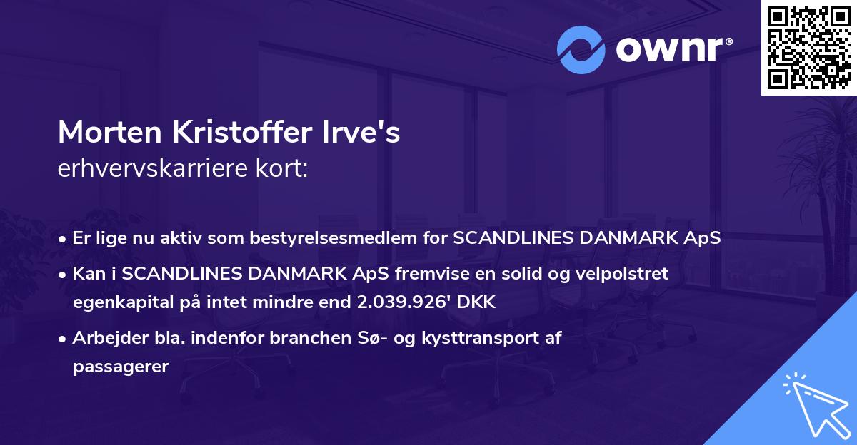 Morten Kristoffer Irve's erhvervskarriere kort