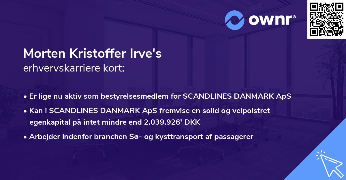 Morten Kristoffer Irve's erhvervskarriere kort
