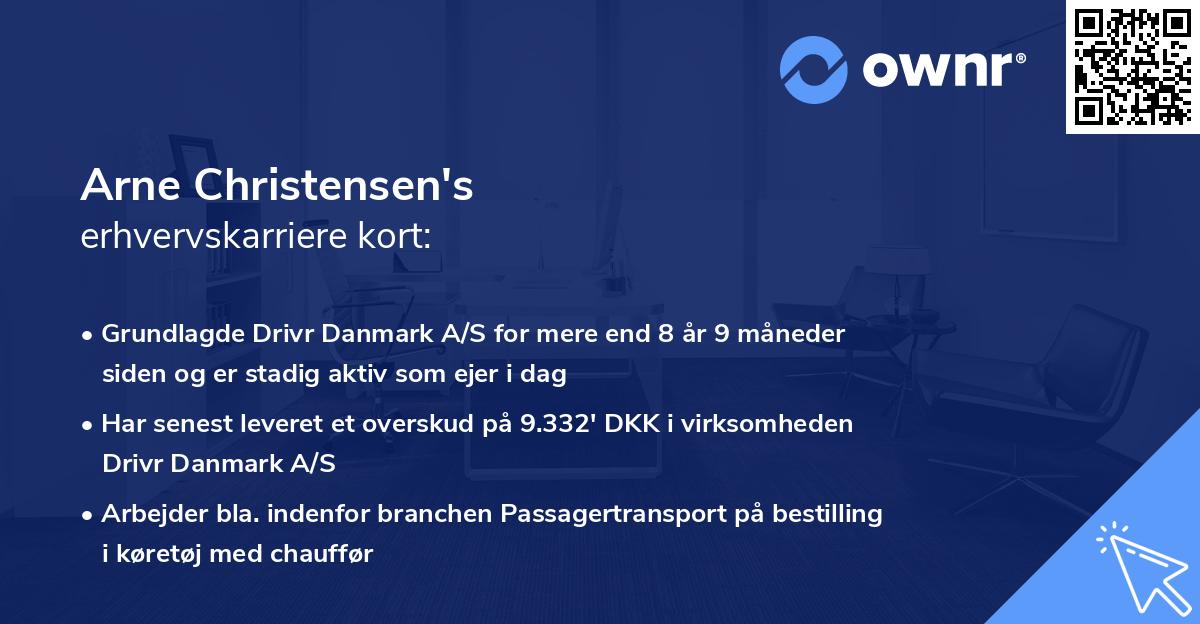 Arne Christensen's erhvervskarriere kort
