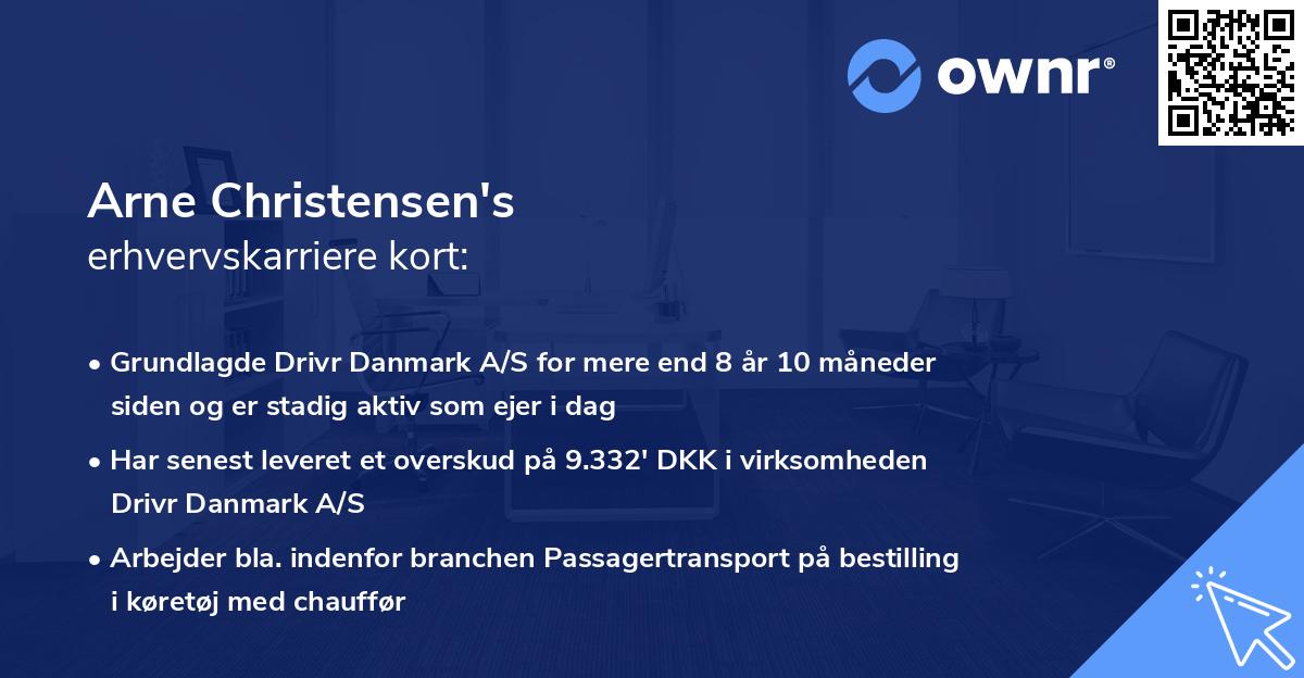 Arne Christensen's erhvervskarriere kort