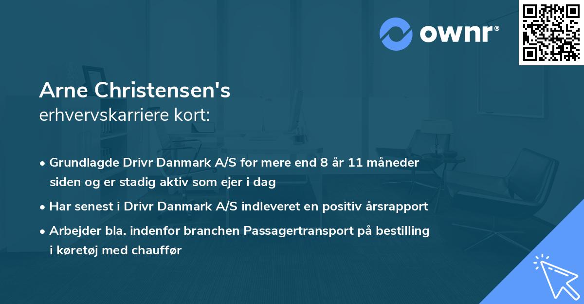 Arne Christensen's erhvervskarriere kort