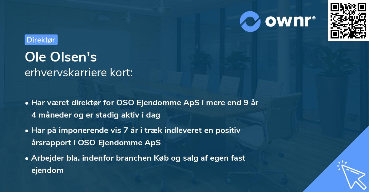 Ole Olsen's erhvervskarriere kort