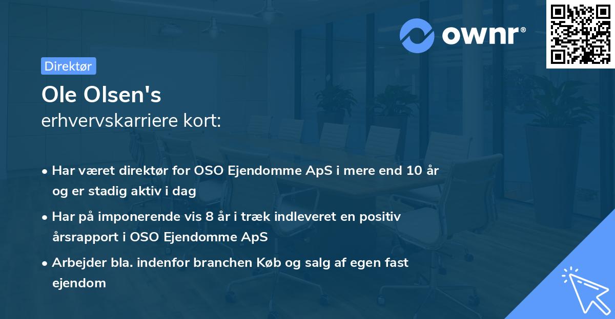 Ole Olsen's erhvervskarriere kort