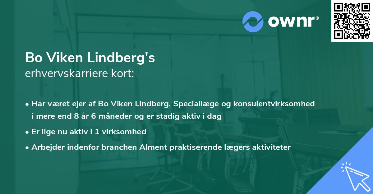 Bo Viken Lindberg's erhvervskarriere kort