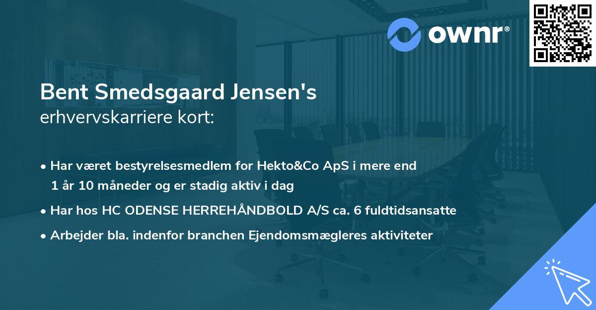 Bent Smedsgaard Jensen's erhvervskarriere kort