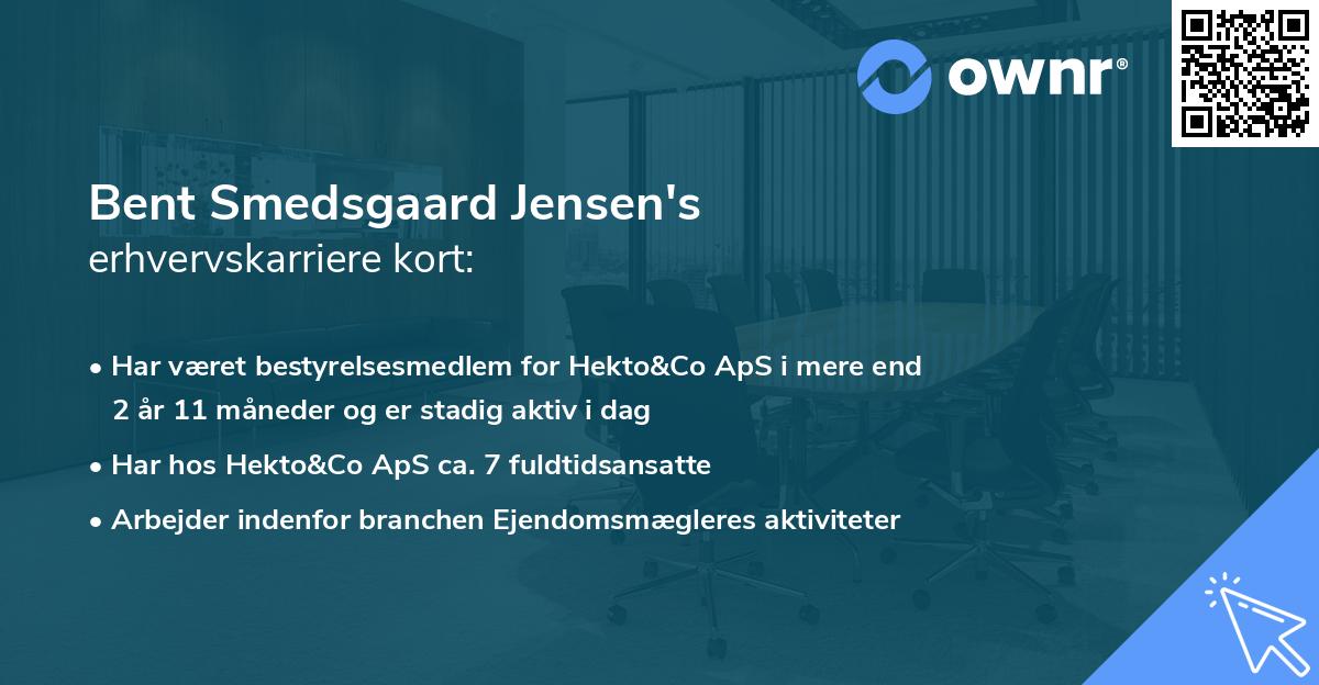 Bent Smedsgaard Jensen's erhvervskarriere kort