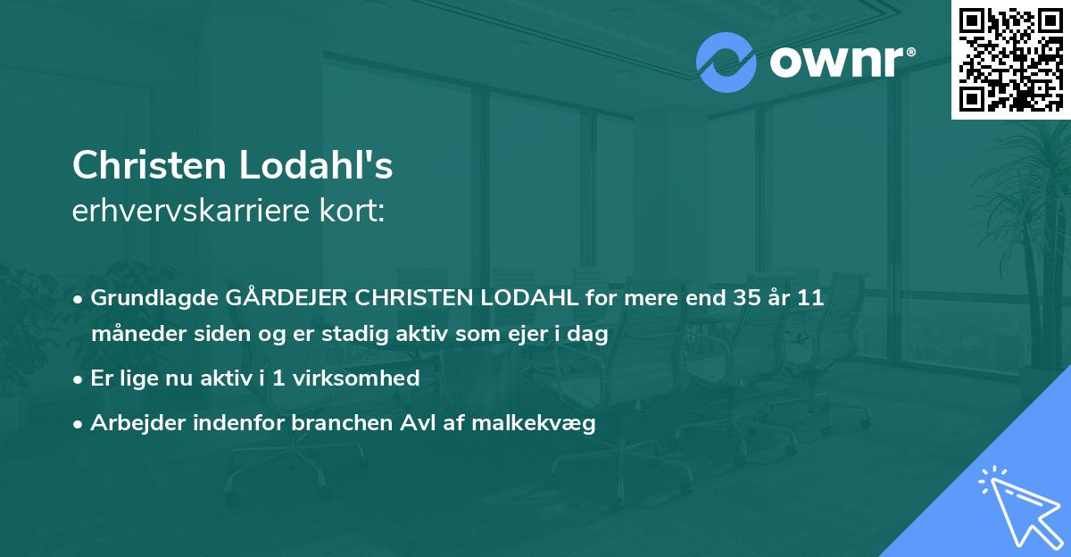Christen Lodahl's erhvervskarriere kort