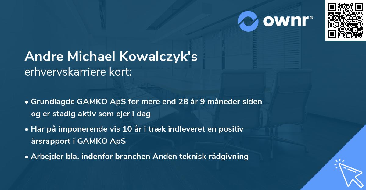 Andre Michael Kowalczyk's erhvervskarriere kort