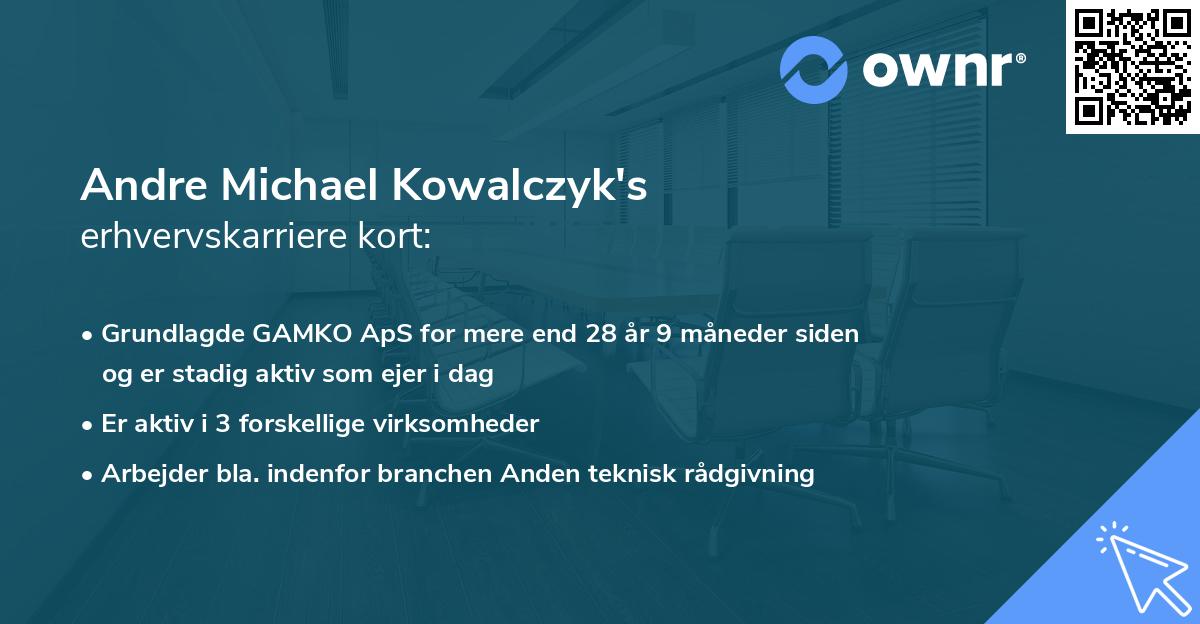 Andre Michael Kowalczyk's erhvervskarriere kort