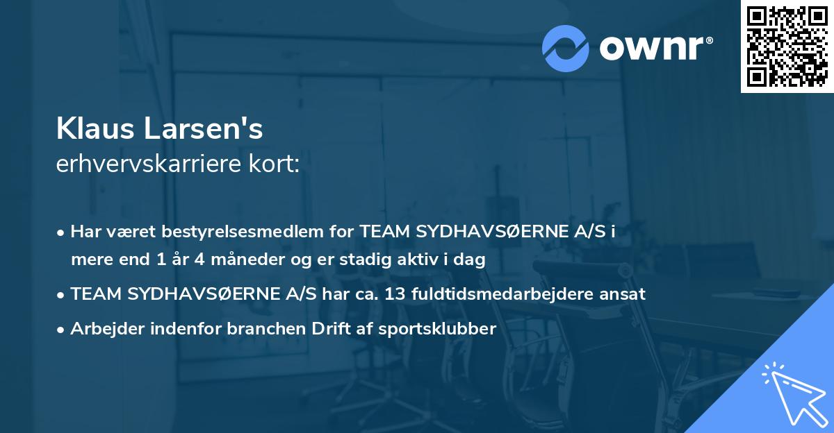 Klaus Larsen's erhvervskarriere kort