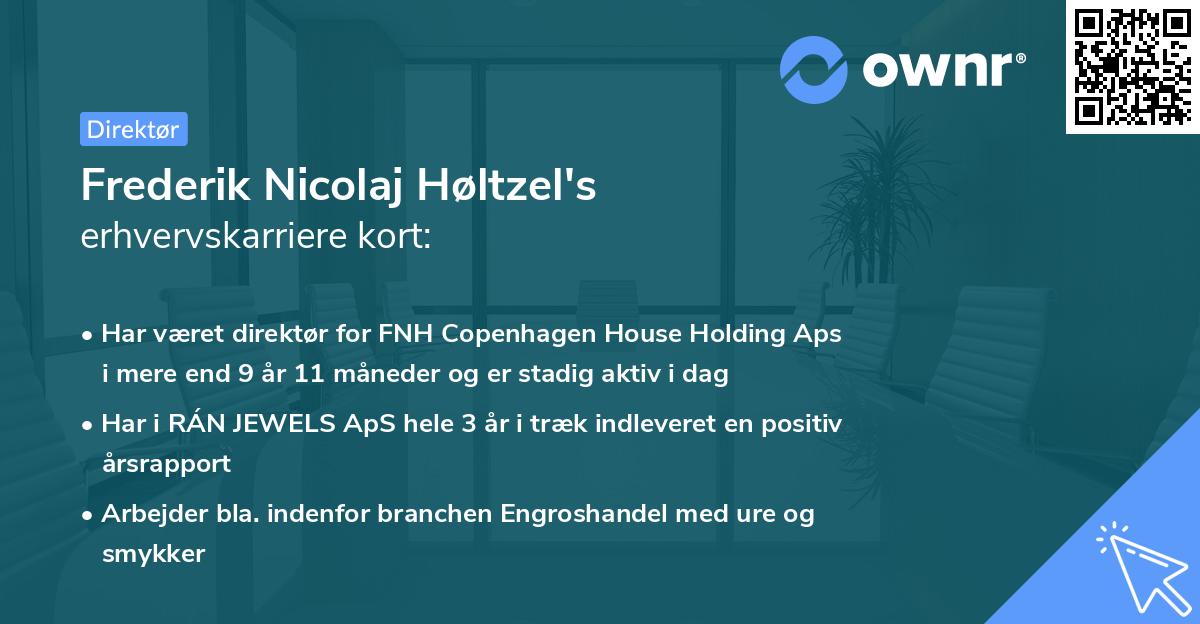 Frederik Nicolaj Høltzel's erhvervskarriere kort
