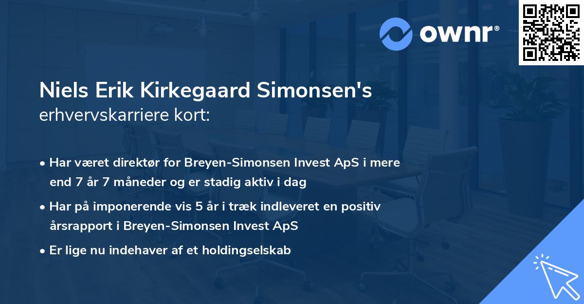 Niels Erik Kirkegaard Simonsen's erhvervskarriere kort