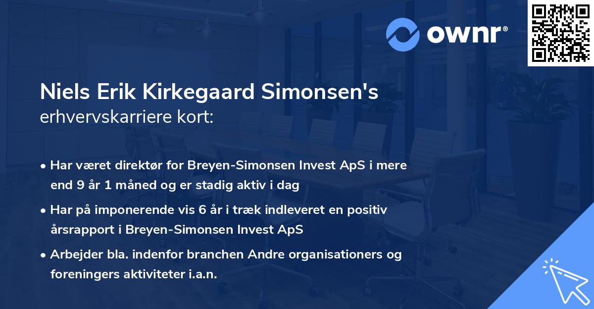 Niels Erik Kirkegaard Simonsen's erhvervskarriere kort
