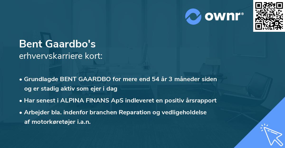 Bent Gaardbo's erhvervskarriere kort