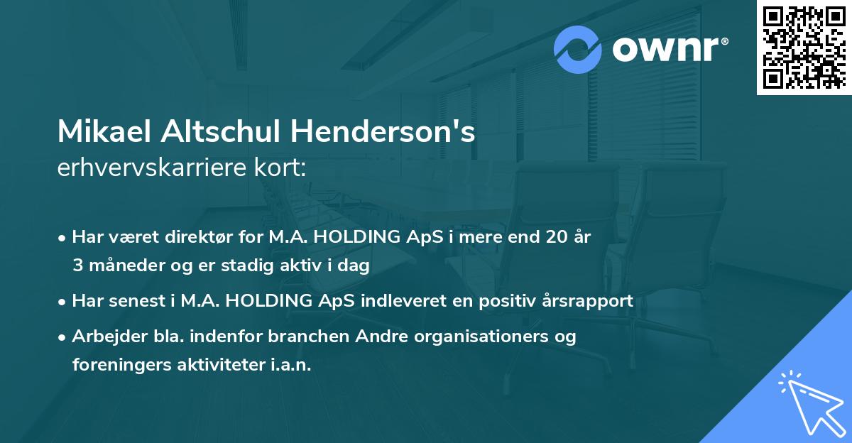 Mikael Altschul Henderson's erhvervskarriere kort