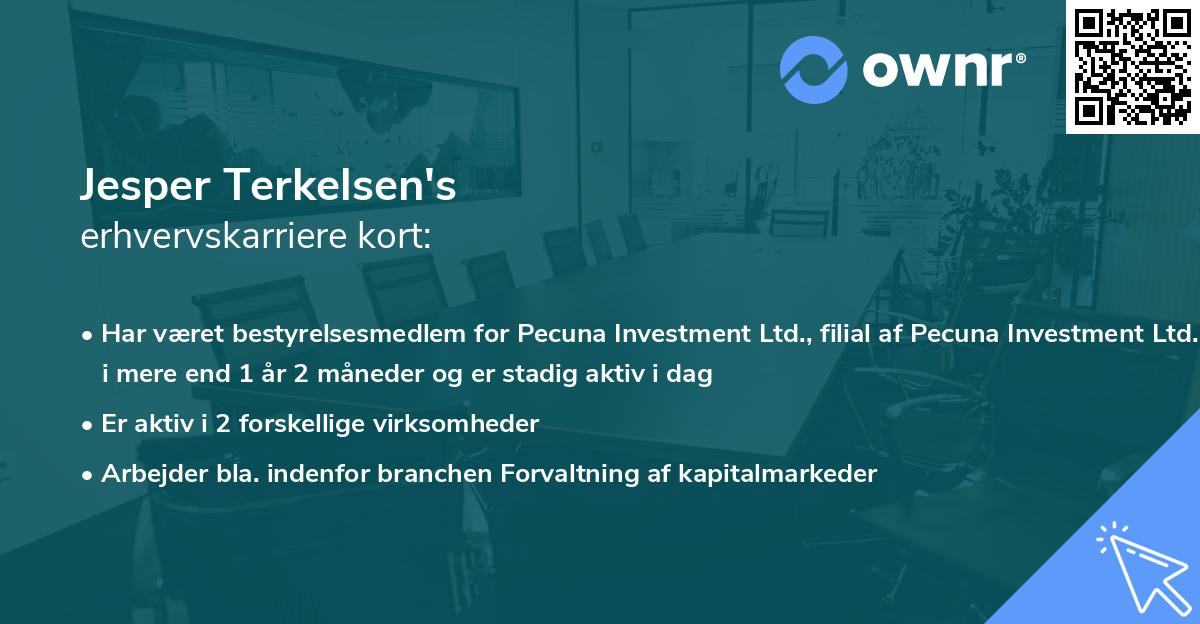 Jesper Terkelsen's erhvervskarriere kort