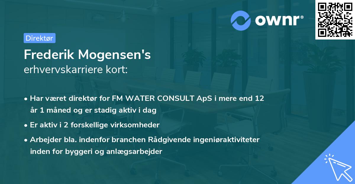 Frederik Mogensen's erhvervskarriere kort
