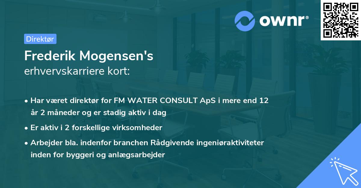 Frederik Mogensen's erhvervskarriere kort