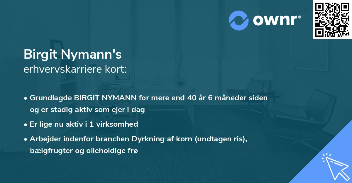 Birgit Nymann's erhvervskarriere kort