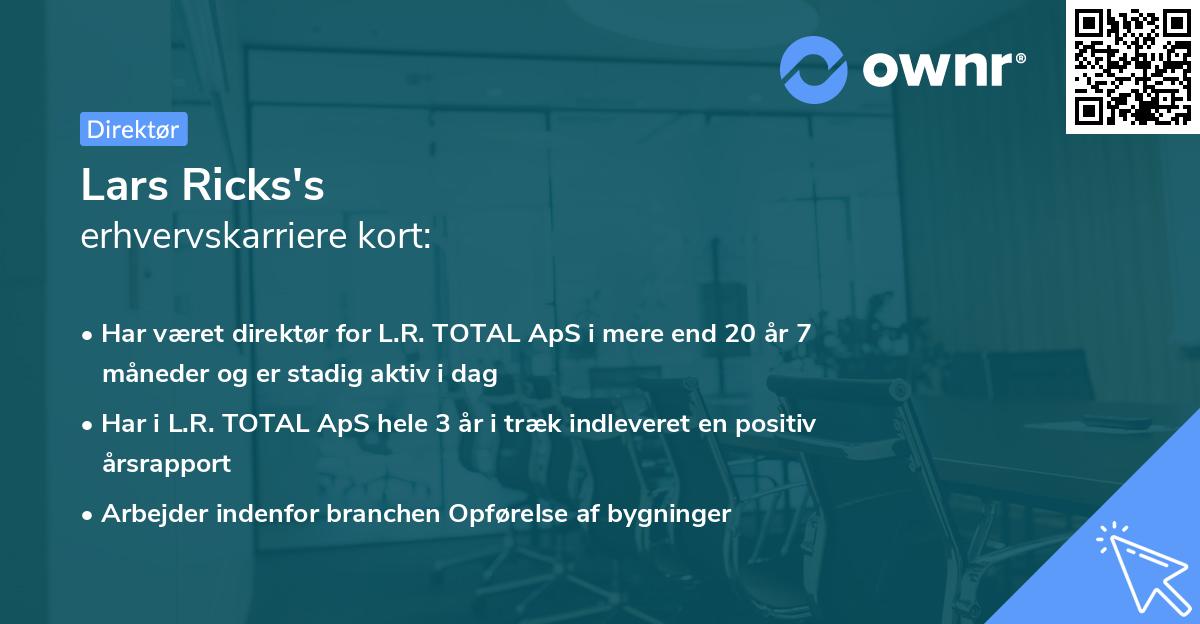 Lars Ricks's erhvervskarriere kort