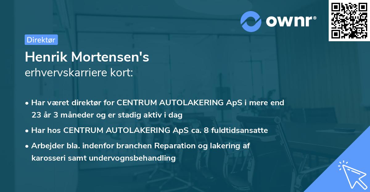 Henrik Mortensen's erhvervskarriere kort