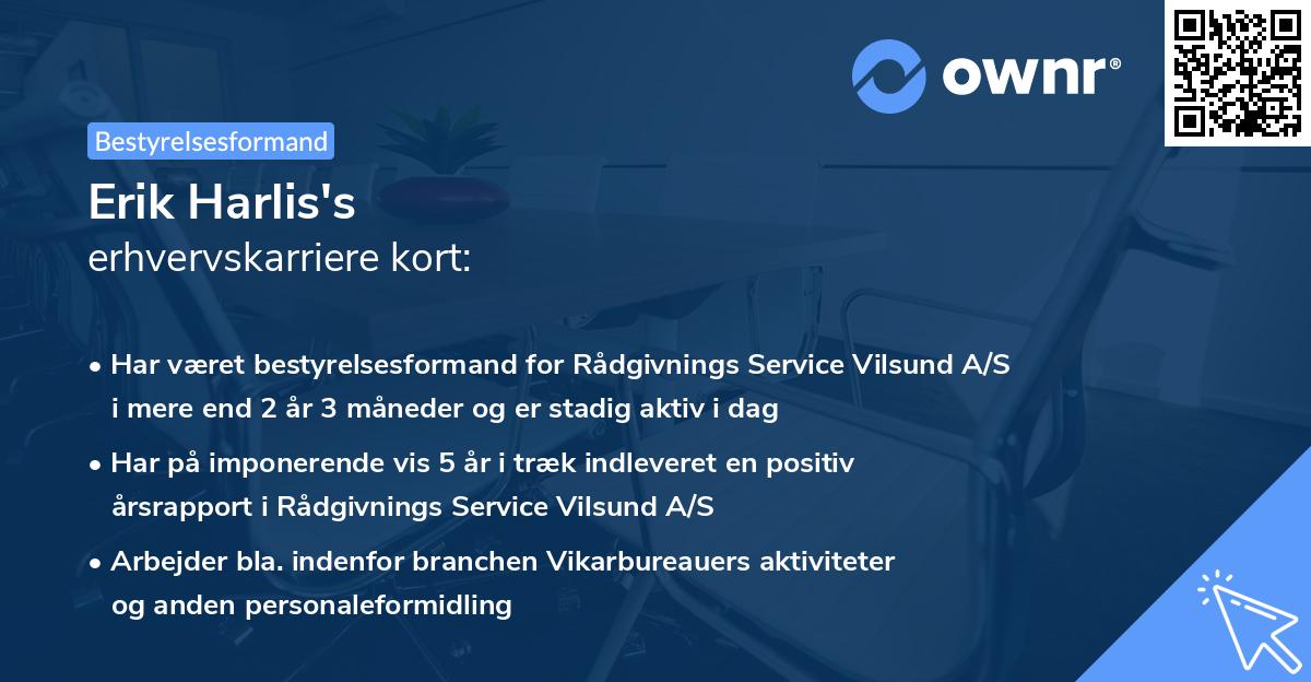 Erik Harlis's erhvervskarriere kort