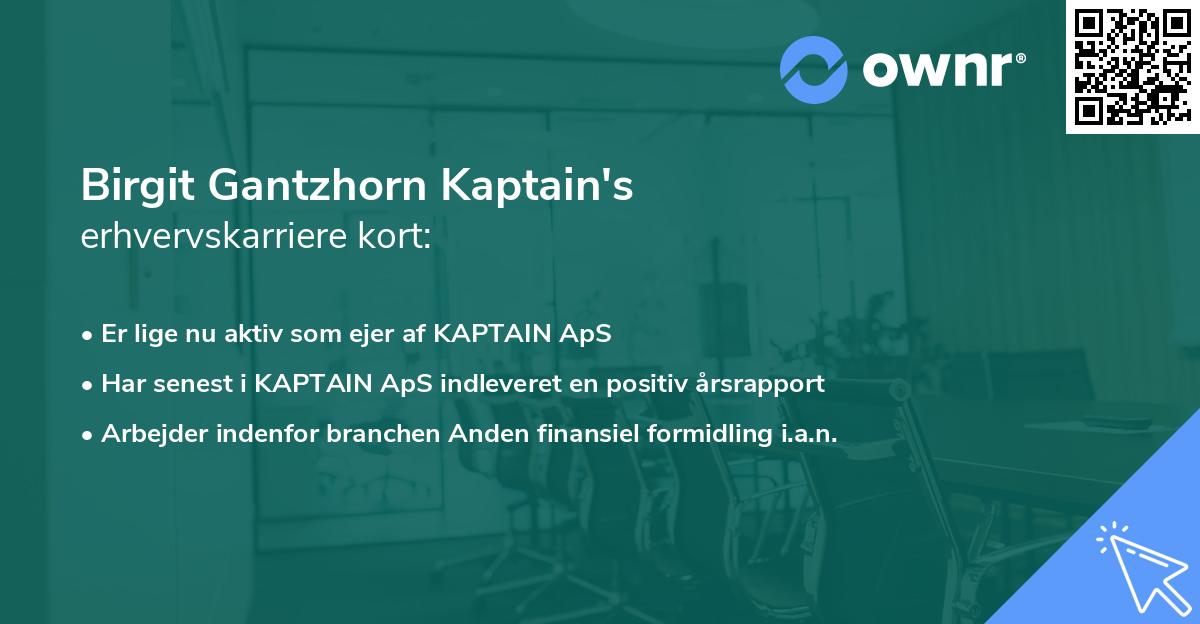 Birgit Gantzhorn Kaptain's erhvervskarriere kort