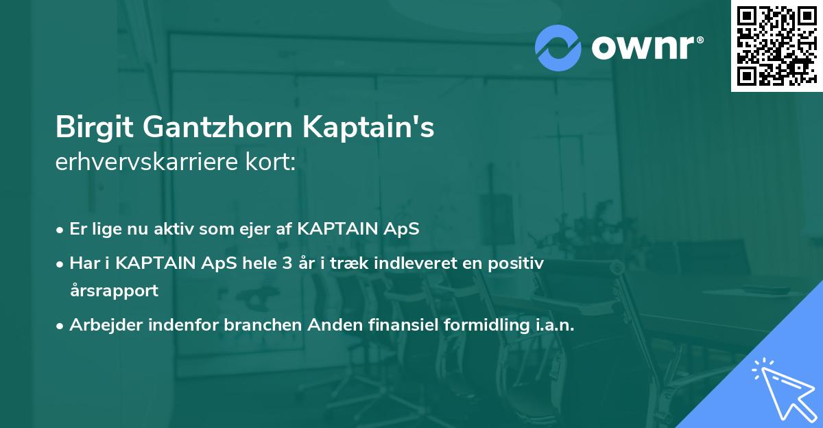 Birgit Gantzhorn Kaptain's erhvervskarriere kort