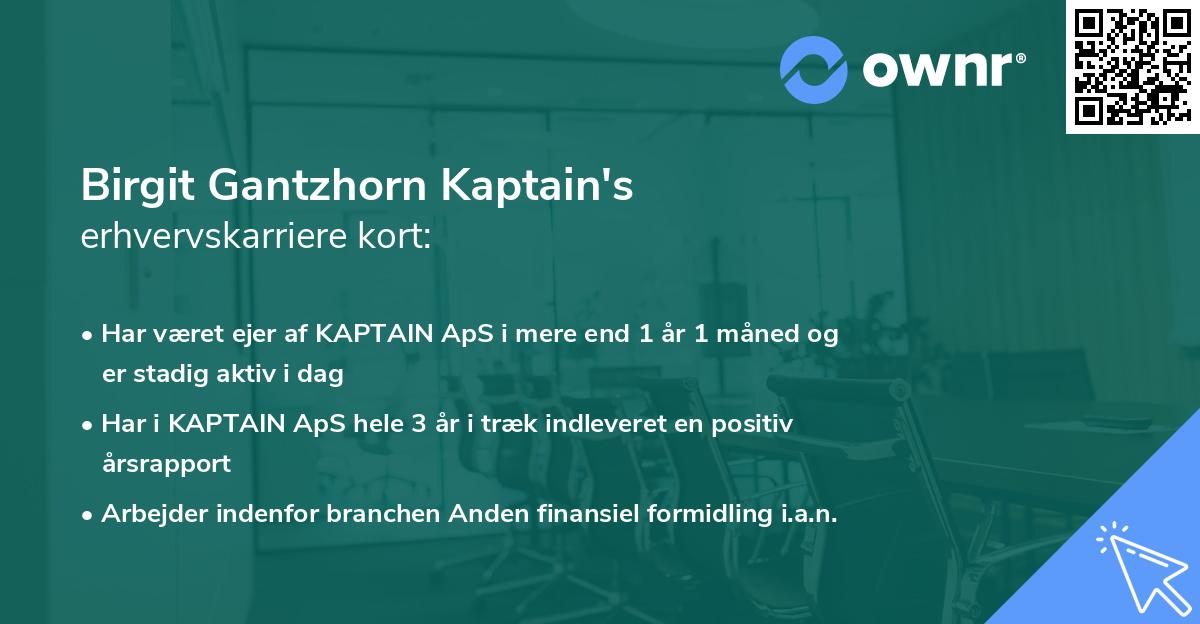 Birgit Gantzhorn Kaptain's erhvervskarriere kort