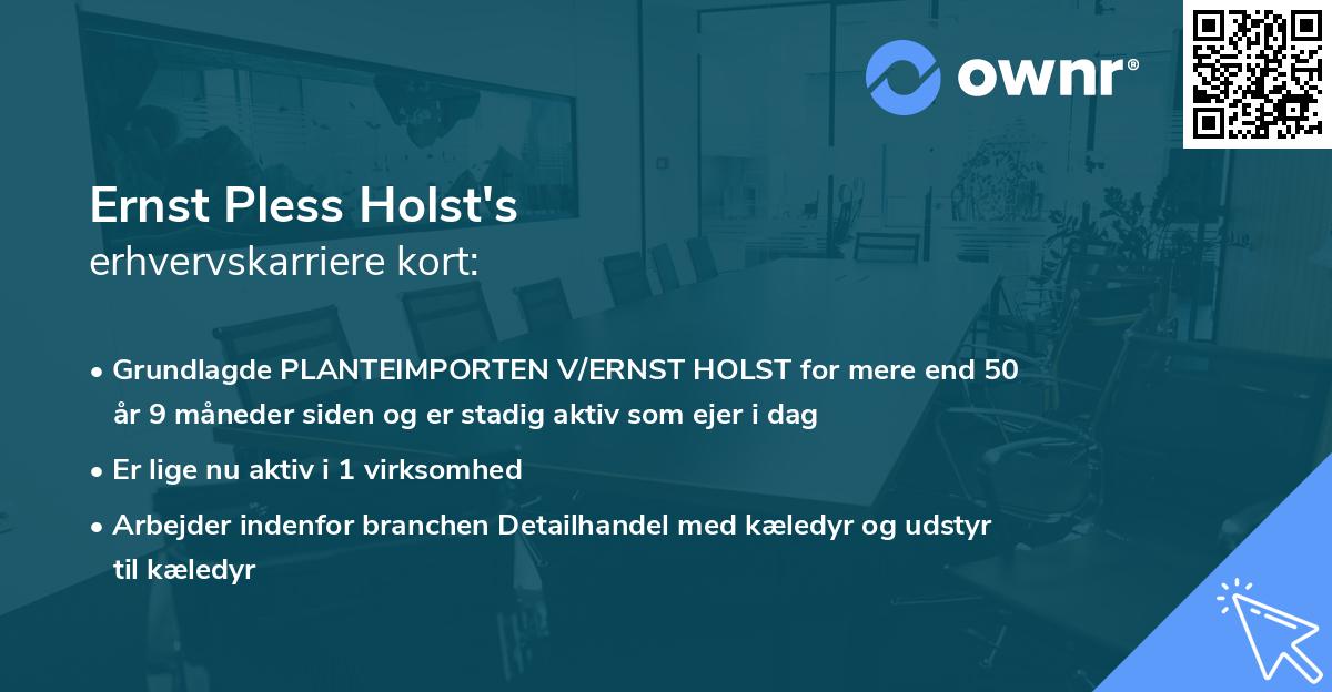 Ernst Pless Holst's erhvervskarriere kort